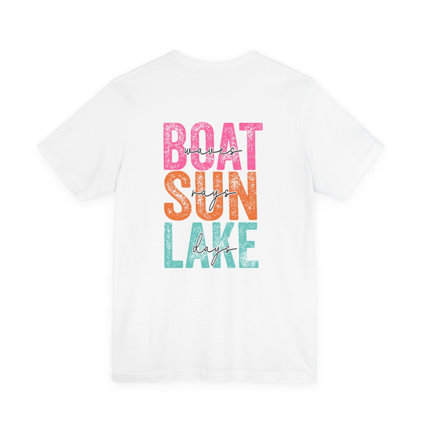Boat Sun Lake Graphic Tee — Smile Waves Chest Logo