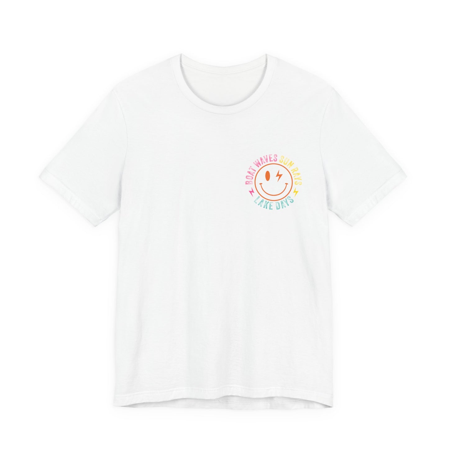 Boat Sun Lake Graphic Tee — Smile Waves Chest Logo