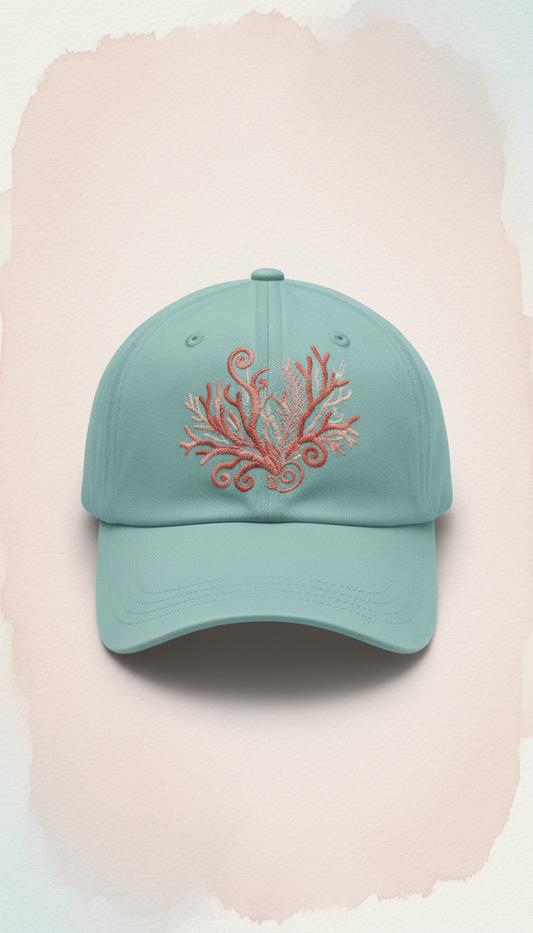 Embroidered hat coral drift
